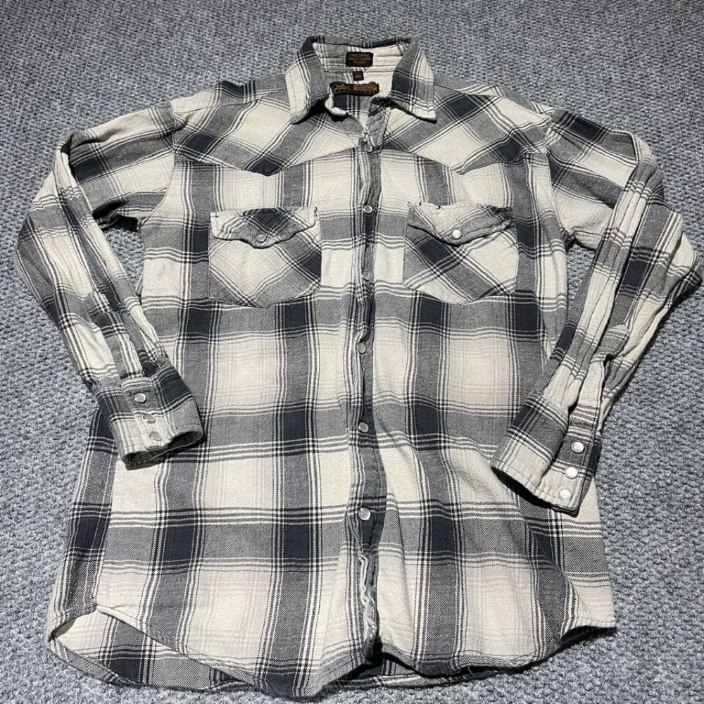Canyon Guide Outfitters Mens Plaid Flannel Pearl Snap Ranch Western Wear Adult M